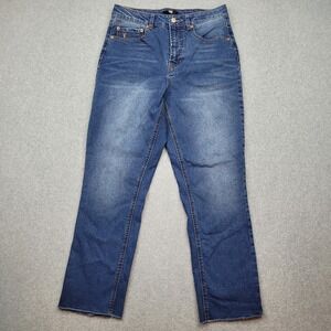 Frye Jeans Womens 6/28 Blue High Rise Raw‎ Hem Straight Leg Stretch Denim